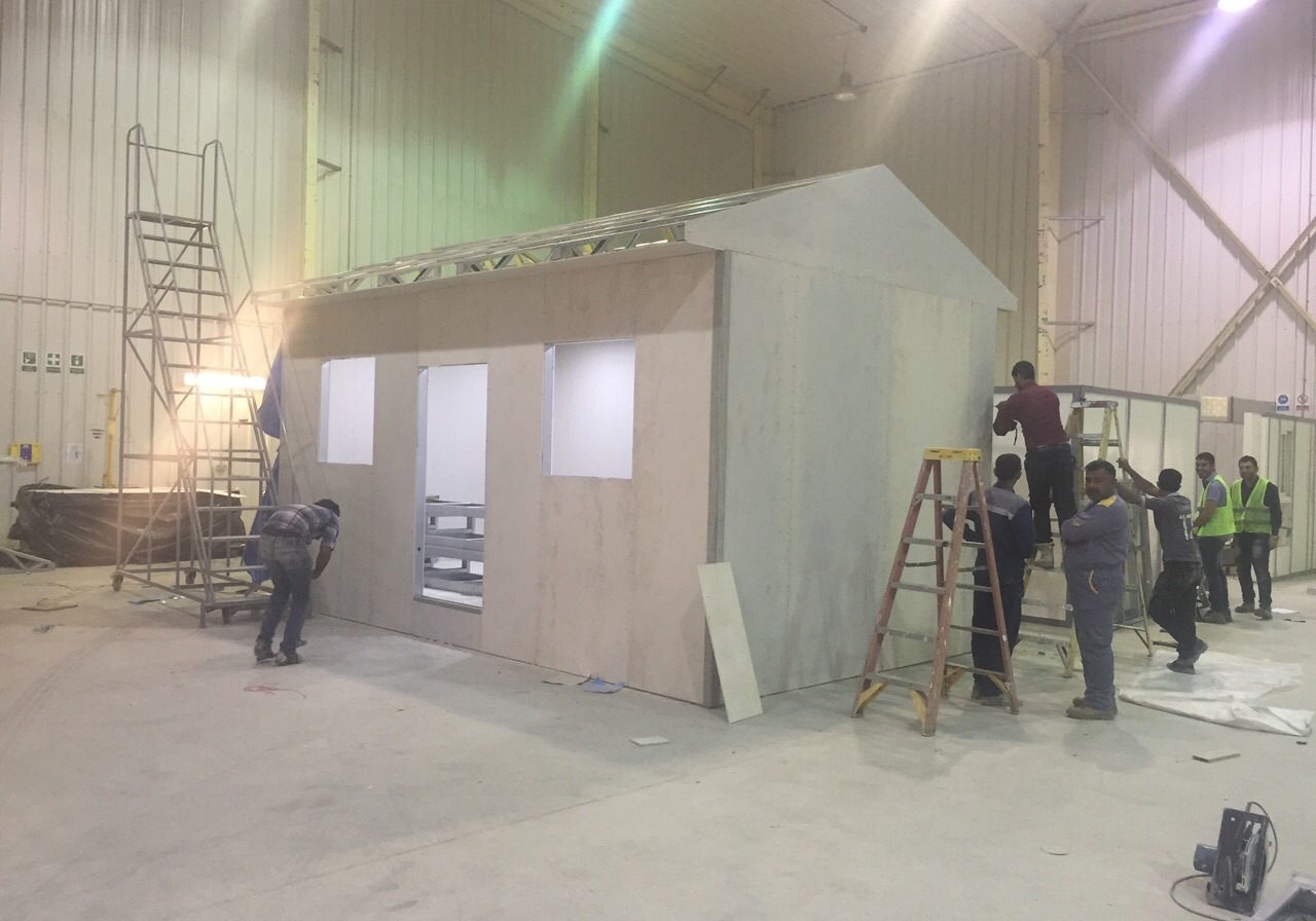 Inside Workshop #2, during the erection and installation of Demo unit.